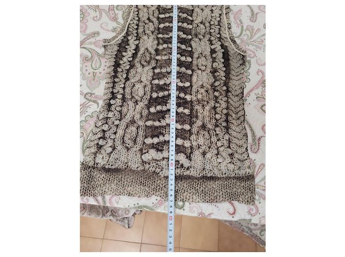 Jean Paul Gaultier Trompe-l'œil Polyamid-Strick Weste Braun Beige - Ansicht 6