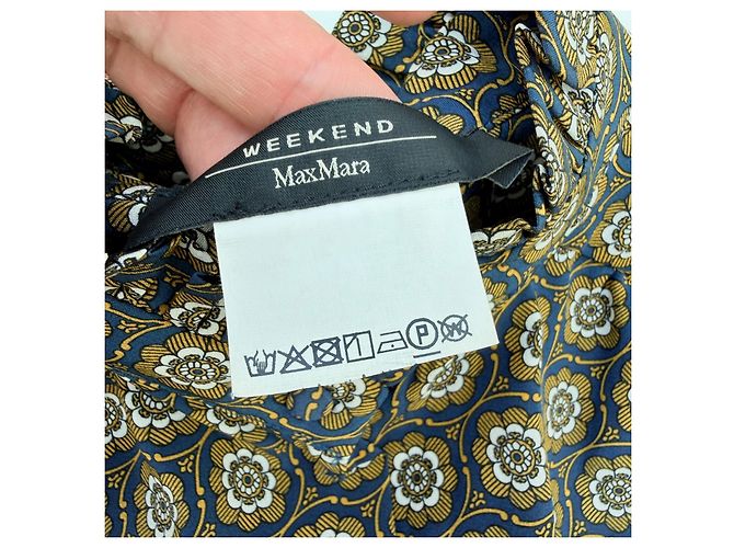 Weekend Max Mara Vestido de Seda Estampado Floral con Cinturón Blanco Amarillo Verde oscuro - vista 6