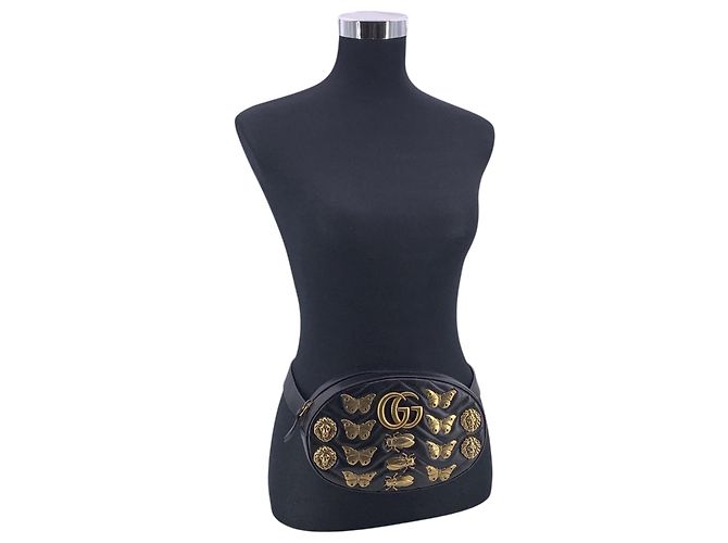 Gucci Borsa a tracolla GG Marmont in pelle trapuntata nera con borchie animalier 85/34 Nero - vista 2