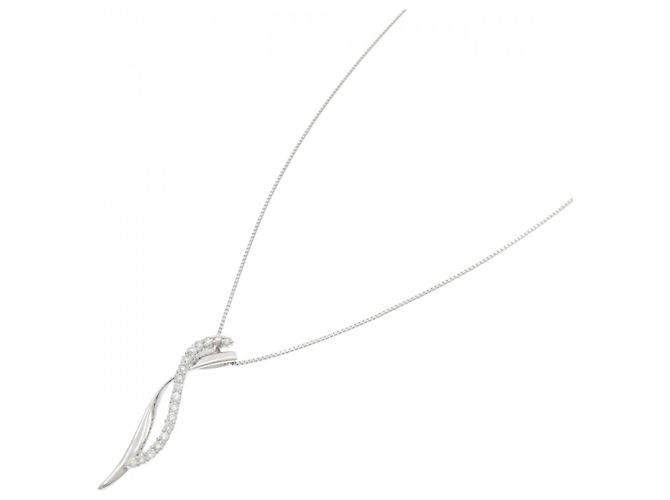 Autre Marque Platin-Diamant-Halskette Silber - Ansicht 2