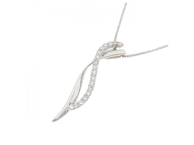Autre Marque Platin-Diamant-Halskette Silber - Ansicht 3