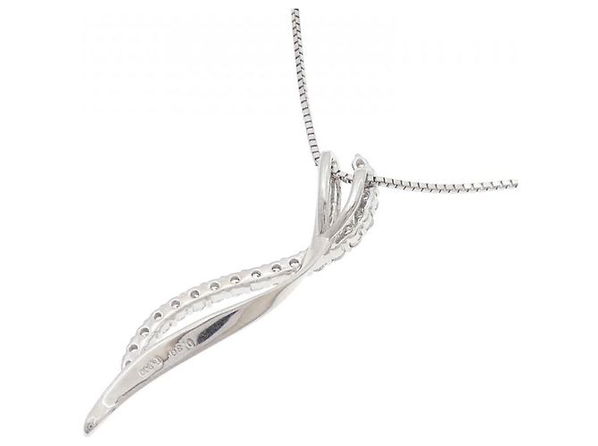 Autre Marque Platin-Diamant-Halskette Silber - Ansicht 4