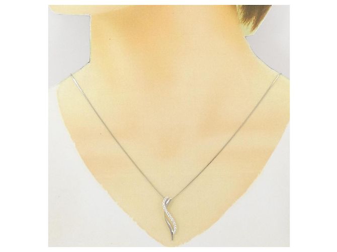 Autre Marque Platin-Diamant-Halskette Silber - Ansicht 6