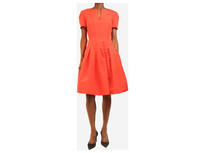Oscar de la Renta Vestido línea A de seda roja - talla UK 6 - vista 3