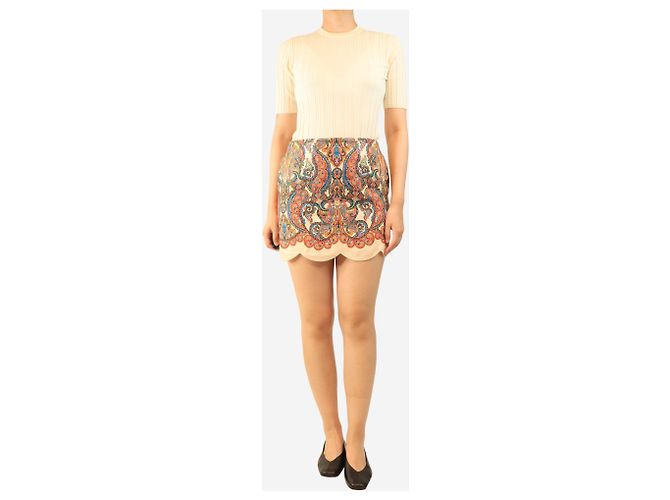 Zimmermann Mini falda de lino con estampado paisley crema - talla UK 10 Crudo - vista 2