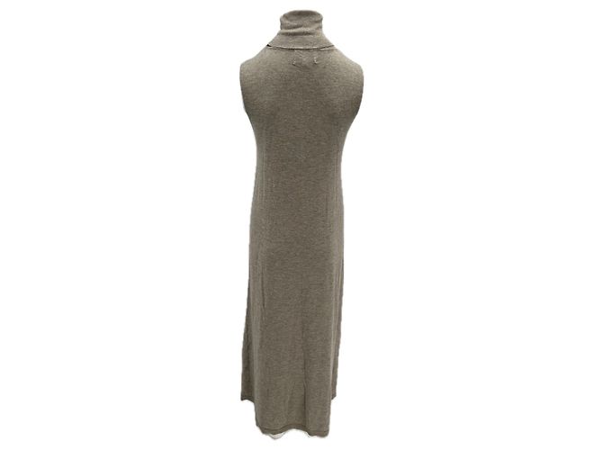 Autre Marque Ärmelloses Rollkragenkleid Beige - Ansicht 2