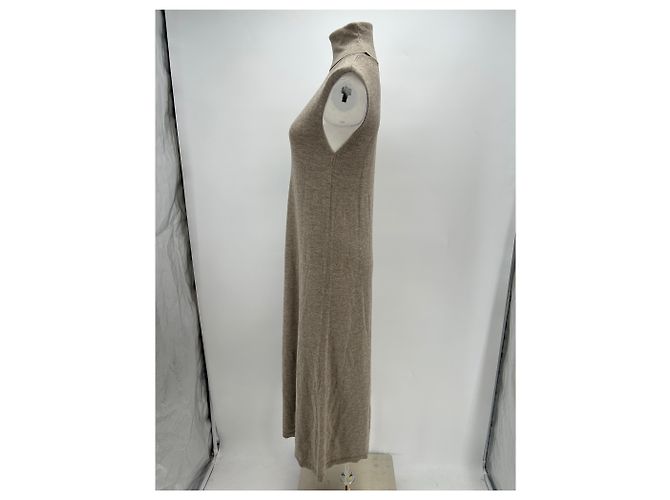 Autre Marque Ärmelloses Rollkragenkleid Beige - Ansicht 3