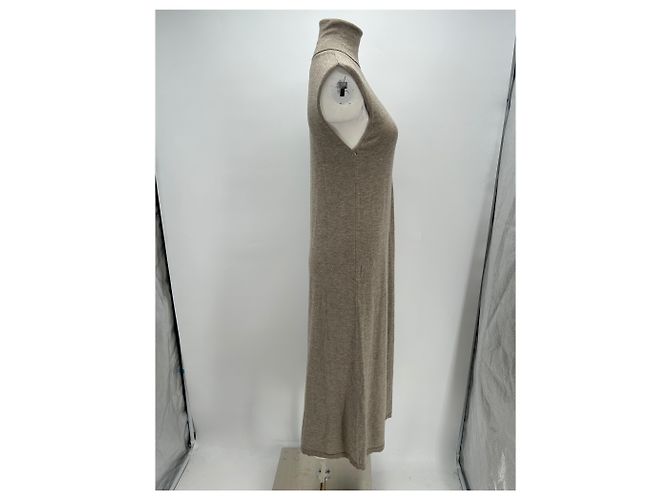 Autre Marque Ärmelloses Rollkragenkleid Beige - Ansicht 4