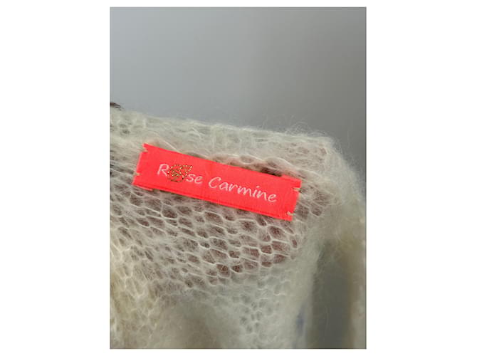 Autre Marque Blumenpullover aus Wolle Carmine Pink Beige - Ansicht 5
