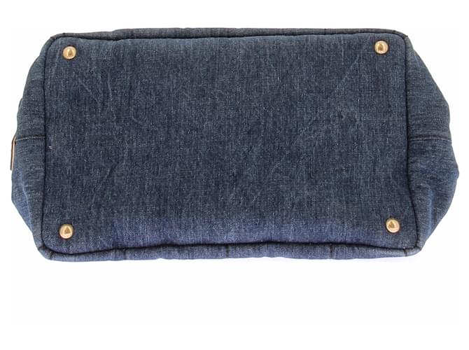 Prada Borsa in denim e stampa leopardata Blu - vista 6