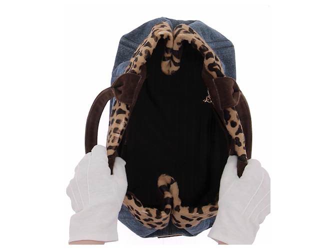 Prada Borsa in denim e stampa leopardata Blu - vista 7