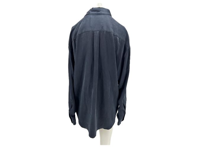 DMN Camisa de satén azul marino - vista 2