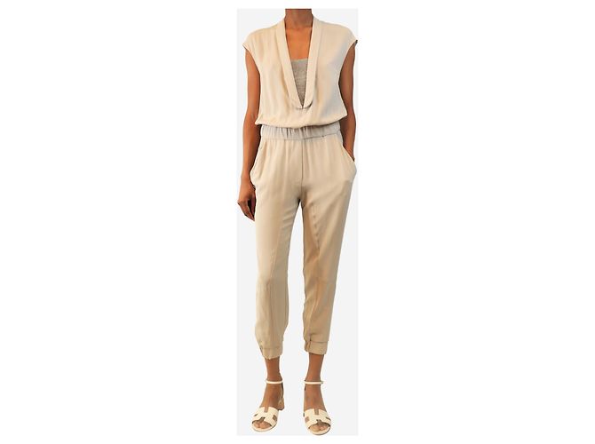 Brunello Cucinelli Mono de crepé de seda gris - talla M - vista 3