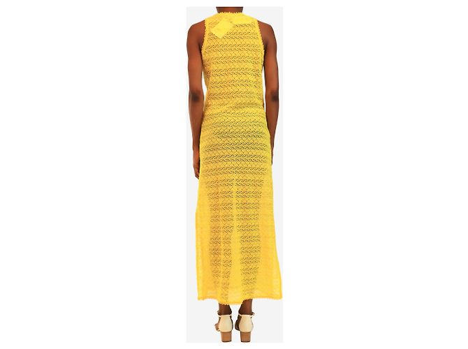 Melissa Odabash Abito midi senza maniche in crochet giallo - taglia S - vista 2