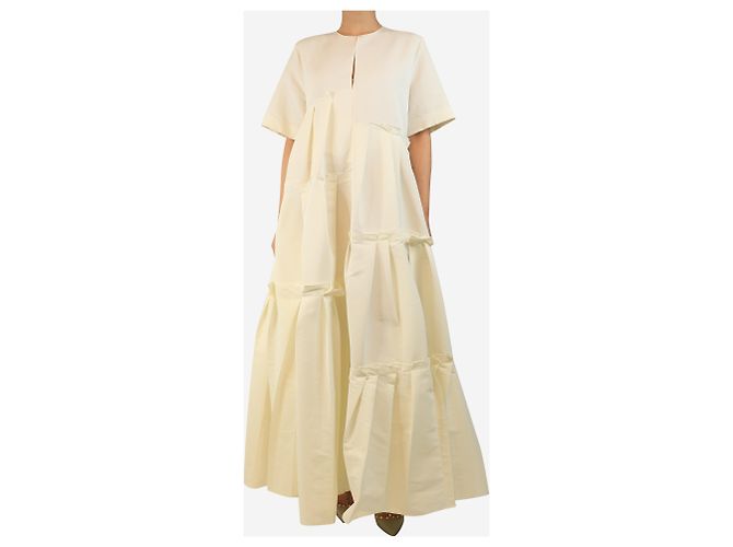 Autre Marque Weißes Stufenkleid mit Rüschen - Größe UK 12 - Ansicht 4