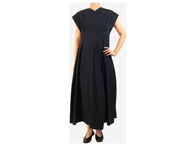 Studio Nicholson Maxikleid aus Navy-Popeline - Größe UK 12 Marineblau - Ansicht 3