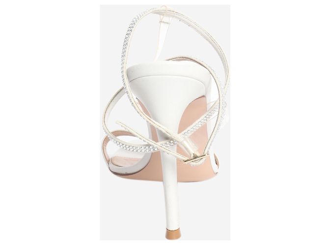 Gianvito Rossi White leather crystal-strap sandal heels - size EU 37 - view 2