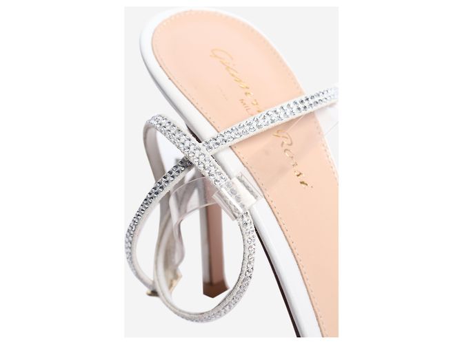 Gianvito Rossi White leather crystal-strap sandal heels - size EU 37 - view 3