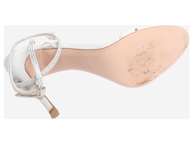 Gianvito Rossi White leather crystal-strap sandal heels - size EU 37 - view 4