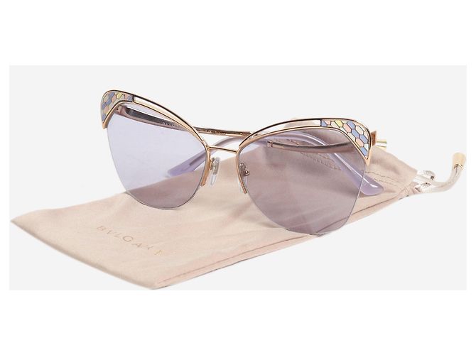 Bulgari Occhiali da sole cat-eye dorati e viola D'oro - vista 7