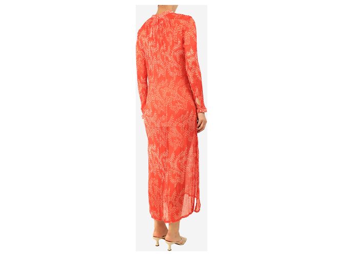 Autre Marque Vestido transparente de seda estampado rojo - talla OS Roja - vista 2