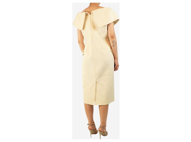 Autre Marque Cremefarbenes Tweed-Kleid mit Off-Shoulder-Ausschnitt - Größe UK 14 - Ansicht 2