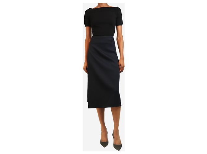 Céline Navy Wickel-Midirock - Größe UK 8 Marineblau - Ansicht 2