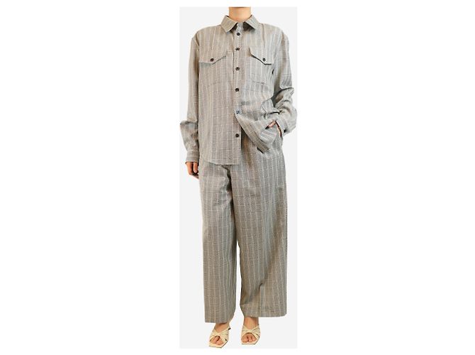 Marni Completo con camicia e pantaloni in lana a quadri grigi - taglia UK 16 Grigio - vista 3