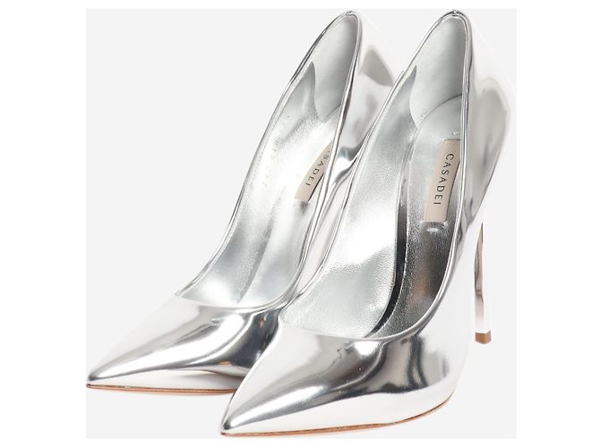Casadei Pumps aus silbernem Metallic-Leder - Größe EU 37.5 - Ansicht 2