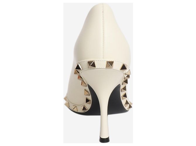 Valentino Cream Rockstud Leder Pumps - Größe EU 37 Roh - Ansicht 4