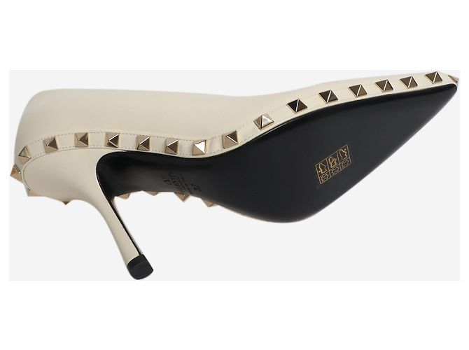 Valentino Cream Rockstud Leder Pumps - Größe EU 37 Roh - Ansicht 5