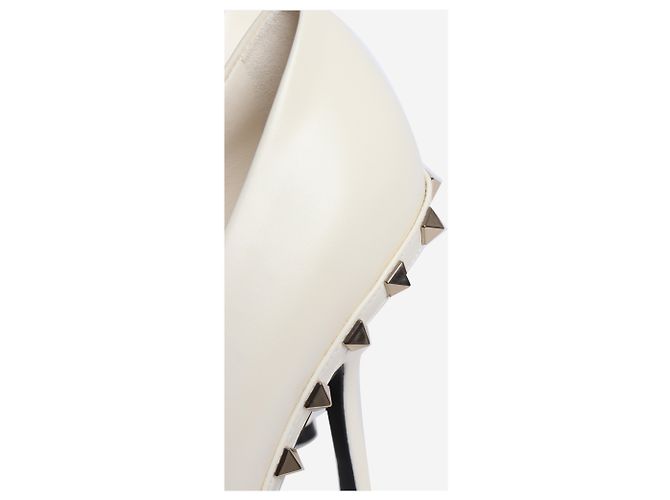 Valentino Cream Rockstud Leder Pumps - Größe EU 37 Roh - Ansicht 6