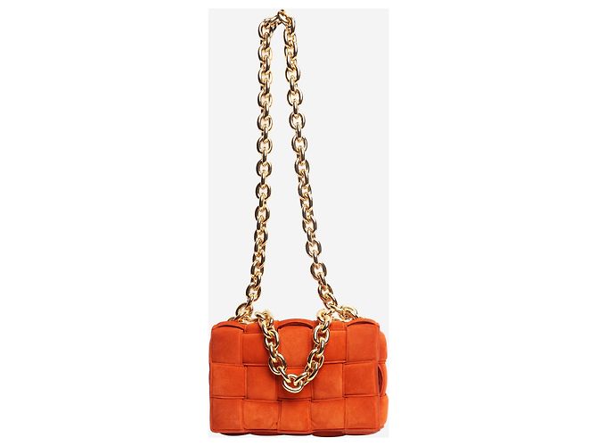 Bottega Veneta Bolsa Cassette acolchoada em camurça laranja - vista 2