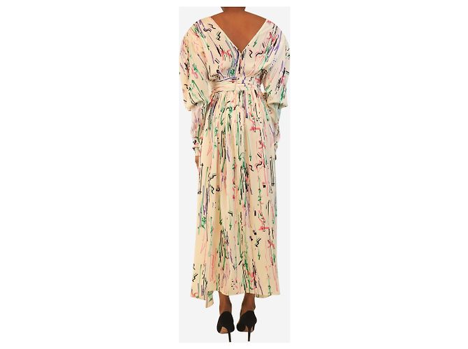 Isabel Marant Midi-Kleid in Creme mit Scribble-Print - Größe UK 6 Roh - Ansicht 2