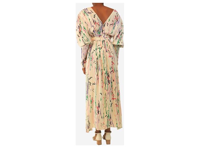 Isabel Marant Midi-Kleid in Creme mit Scribble-Print - Größe UK 6 Roh - Ansicht 4