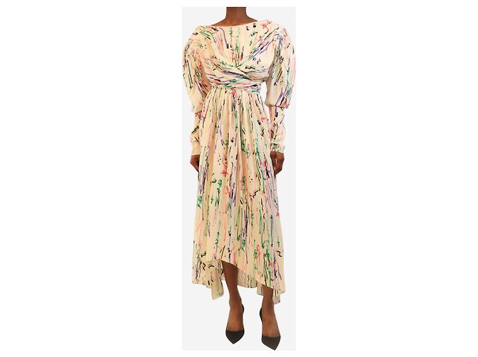Isabel Marant Midi-Kleid in Creme mit Scribble-Print - Größe UK 6 Roh - Ansicht 5
