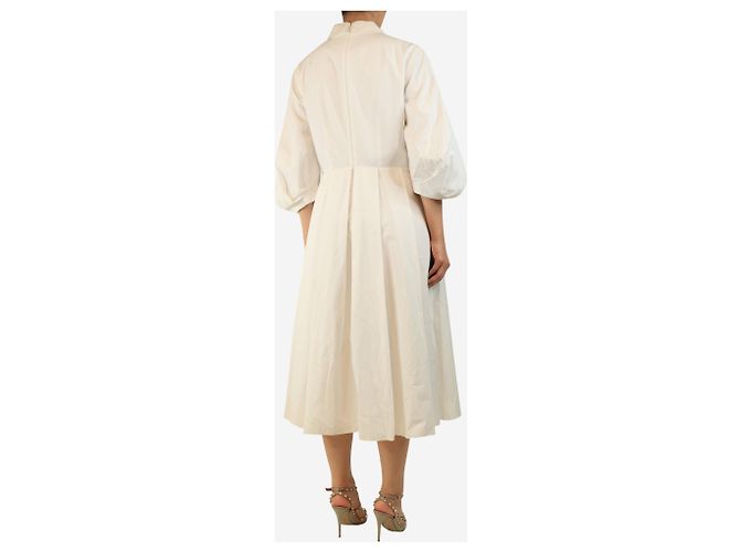 Autre Marque Vestido midi de algodón blanco - talla UK 16 - vista 2