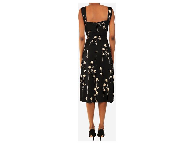 Dolce & Gabbana Schwarzes Seiden-Slip-Kleid mit Blumenprint - Größe UK 6 - Ansicht 2