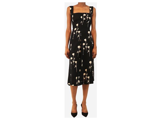 Dolce & Gabbana Schwarzes Seiden-Slip-Kleid mit Blumenprint - Größe UK 6 - Ansicht 3