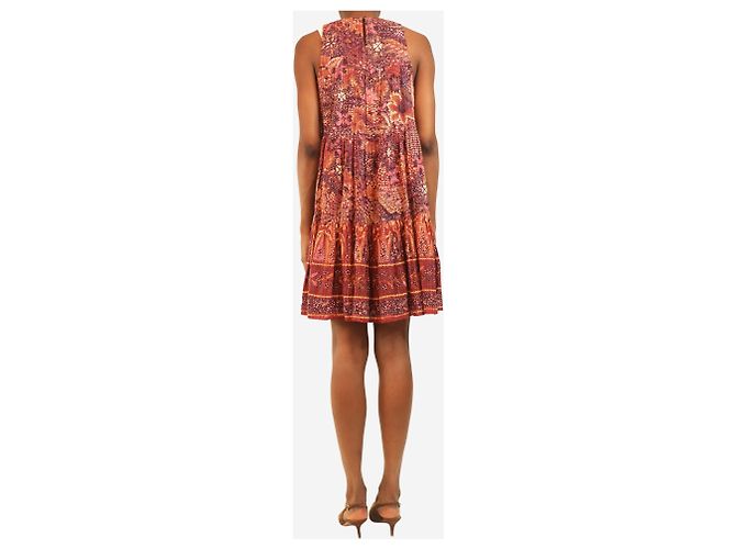 Ulla Johnson Rotes ärmelloses Mini-Kleid mit Print - Größe UK 2 - Ansicht 2