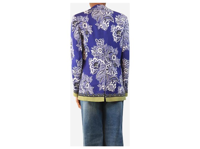 Etro Blazer mit blauem Blumenprint - Größe UK 6 - Ansicht 2