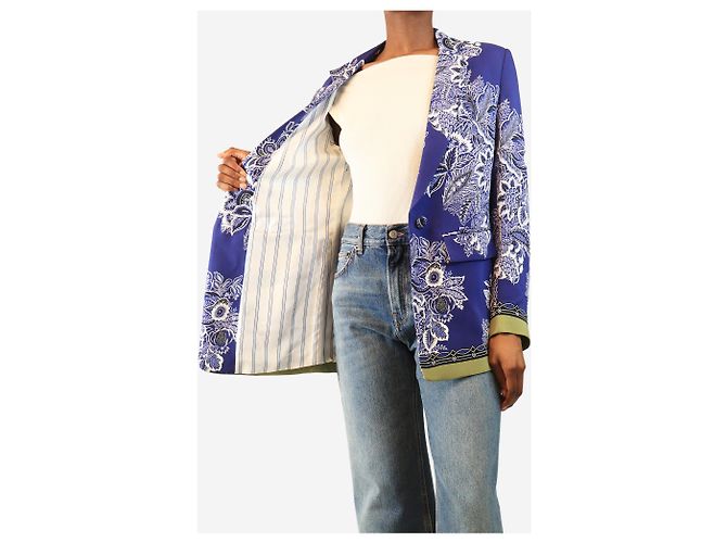 Etro Blazer mit blauem Blumenprint - Größe UK 6 - Ansicht 3