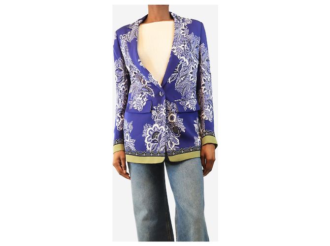 Etro Blazer mit blauem Blumenprint - Größe UK 6 - Ansicht 4