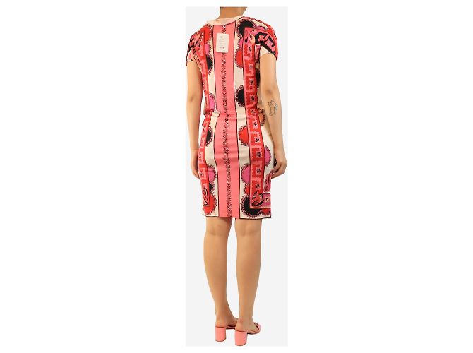 Emilio Pucci Vestido estampado rosa con cinturón - talla UK 10 - vista 2