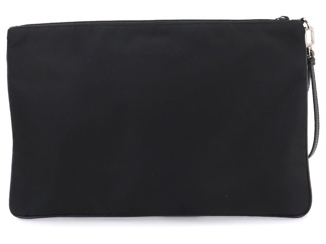 Clutch in nylon e pelle Saffiano Prada Nero - vista 2