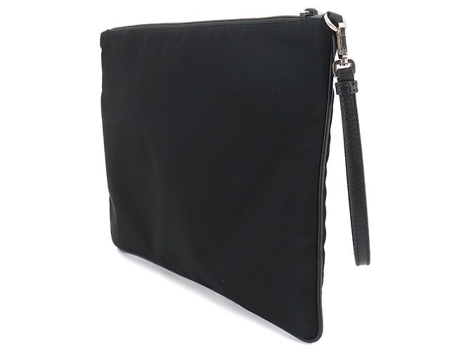 Clutch in nylon e pelle Saffiano Prada Nero - vista 3