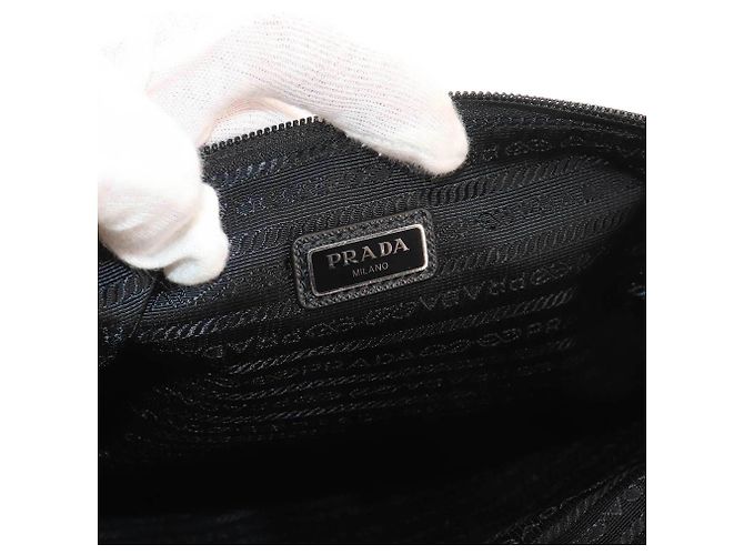 Clutch in nylon e pelle Saffiano Prada Nero - vista 7