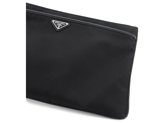 Clutch in nylon e pelle Saffiano Prada Nero - vista 8