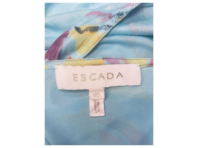 Escada Maxikleid mit floralem Print Pink Rot Mehrfarben Grün Gelb Hellblau - Ansicht 3
