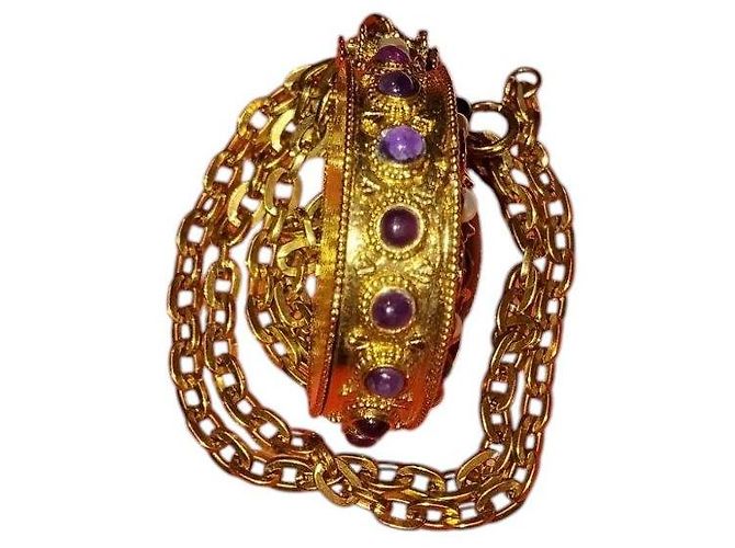 Collana Chanel Reliquaire placcata oro con smeraldo D'oro Verde - vista 2